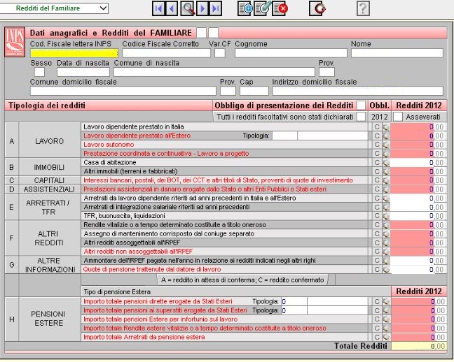 Software RED pensionati Compilazione modello RED INPS